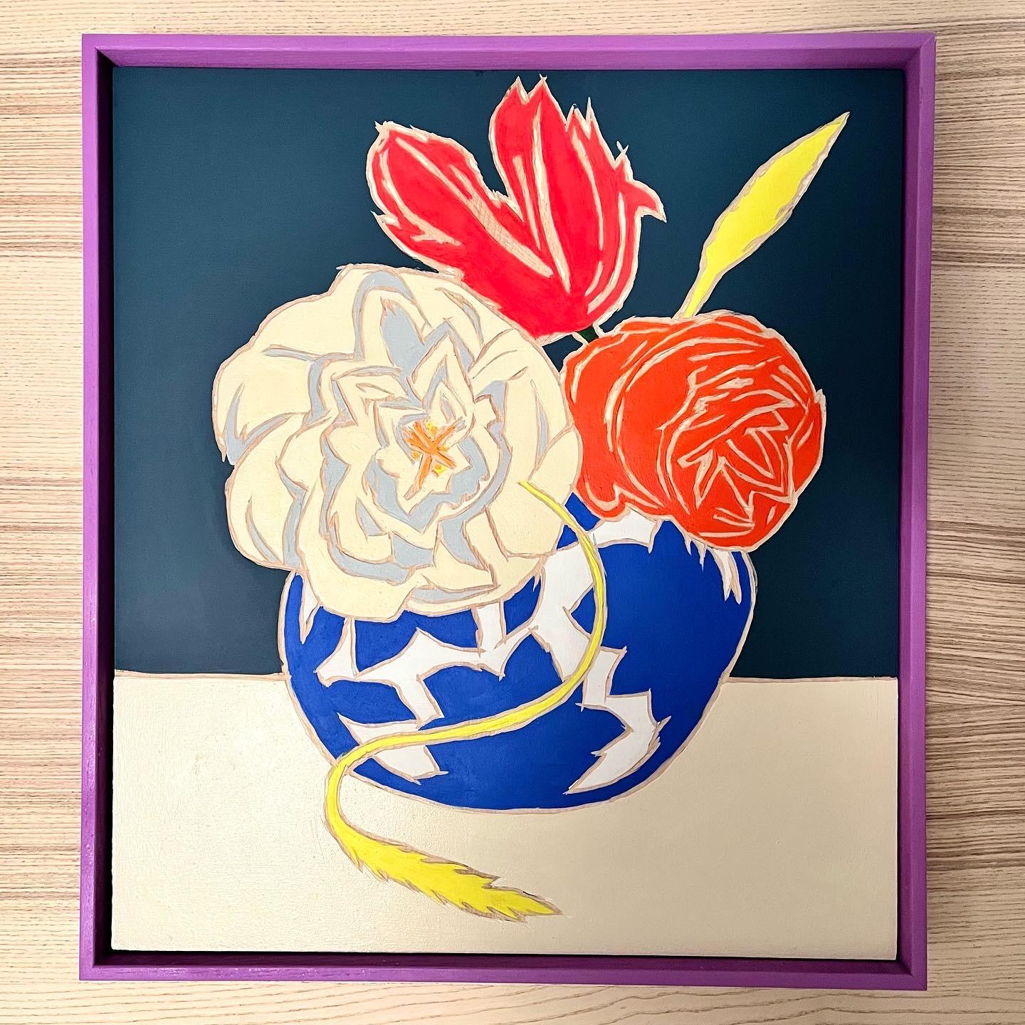 Meghan Gerety Still-Life Painting – Trois-Blumen dans un Vase