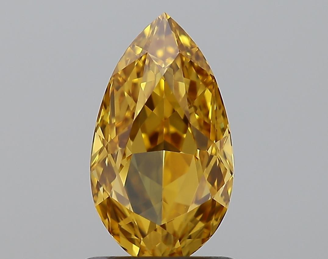 Contemporary Meghna Jewels 1.0 Carat IF Fancy Pear Shape Intense Orange Yellow Diamond GIA   For Sale