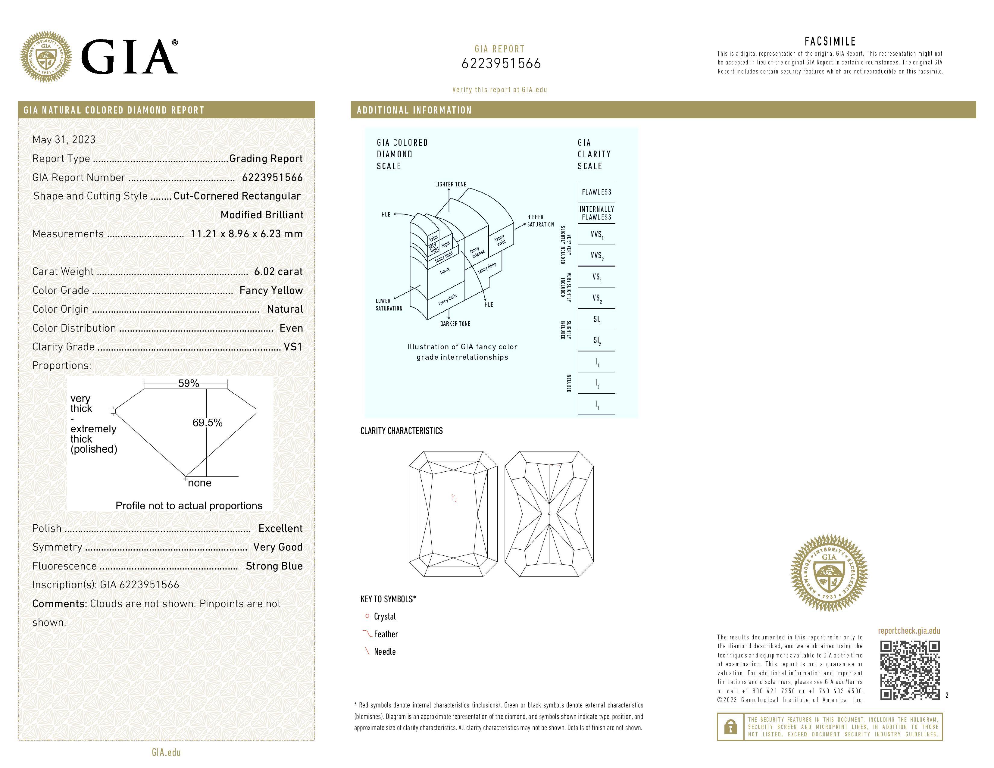 Ein exquisiter Diamant im Brillantschliff mit einem Wert von 6,02, zertifiziert von GIA. Wir können das Design nach Ihren Wünschen gestalten, wobei je nach Design zusätzliche Gebühren anfallen können.

Form LR_BRILLIANT 
Karat 6,02 
Farbe FANCY