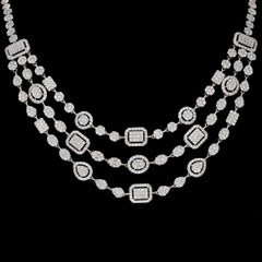 Meghna Jewels 11.84 carat Diamond 18K White Gold Tiered Statement Necklace