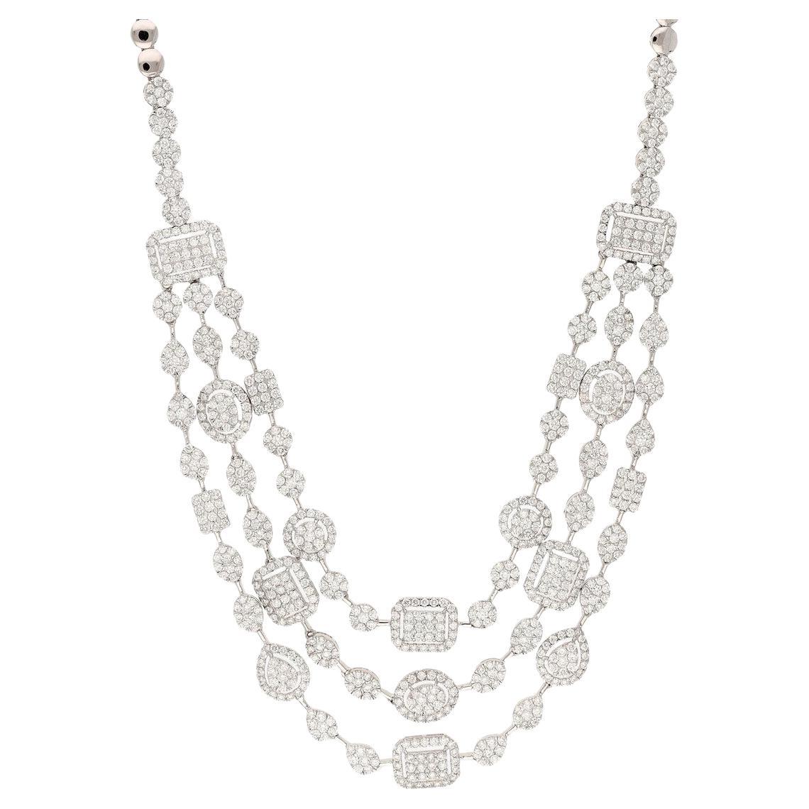 Meghna Jewels Collar de oro blanco de 18 quilates con diamantes de 11,84 quilates