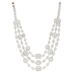 MEGHNA JEWELS - Collana a strati in oro bianco 18 carati con diamante da 11,84 carati