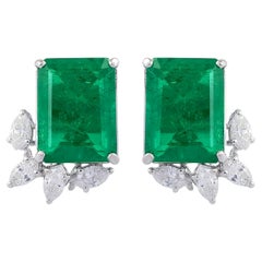 MEGHNA JEWELS Orecchini con diamante smeraldo dello Zambia da 14,80 carati, oro 14 carati
