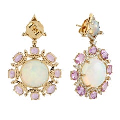 Meghna Jewels 17,72 Karat äthiopischer Opal Diamant 18 Karat Gold Tropfenohrringe