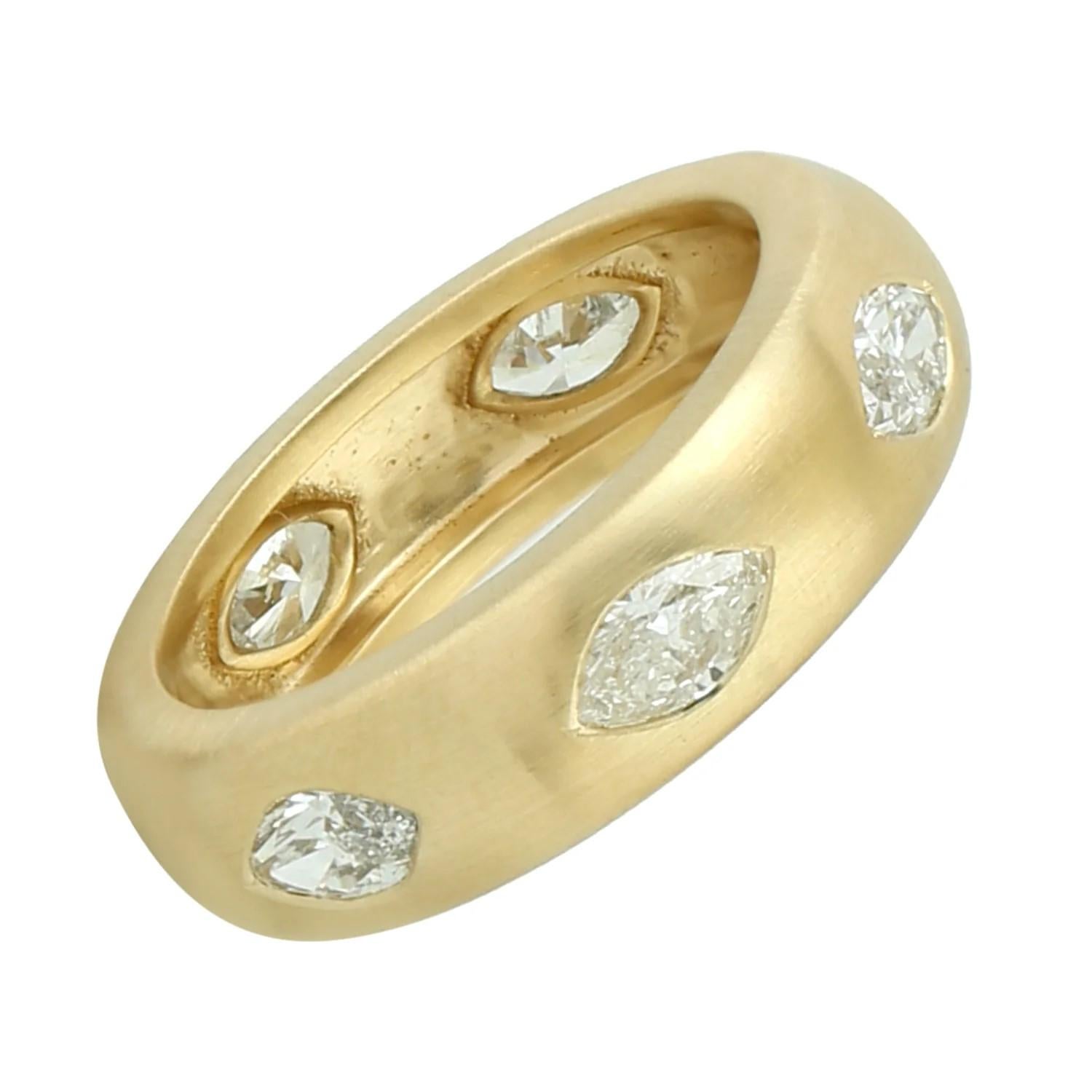 Taille Marquise Meghna Jewels, bague jonc en or 14 carats avec diamants marquises de 1,79 carat en vente