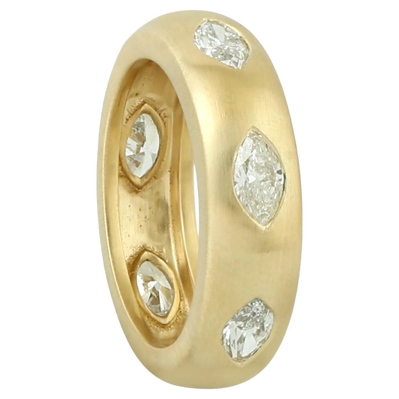 Meghna Jewels 1.79 carat Marquise Diamond 14 Karat Gold Band Ring For Sale