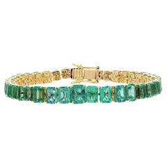 MEGHNA JEWELS Bracciale da tennis in oro giallo 18 carati con smeraldo da 21,50 carati