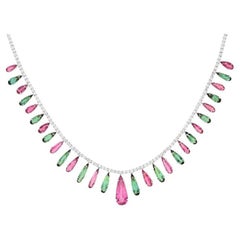 Meghna Jewels 23.08 Carats Tourmaline 5.85 carats Diamond 18K Gold Necklace