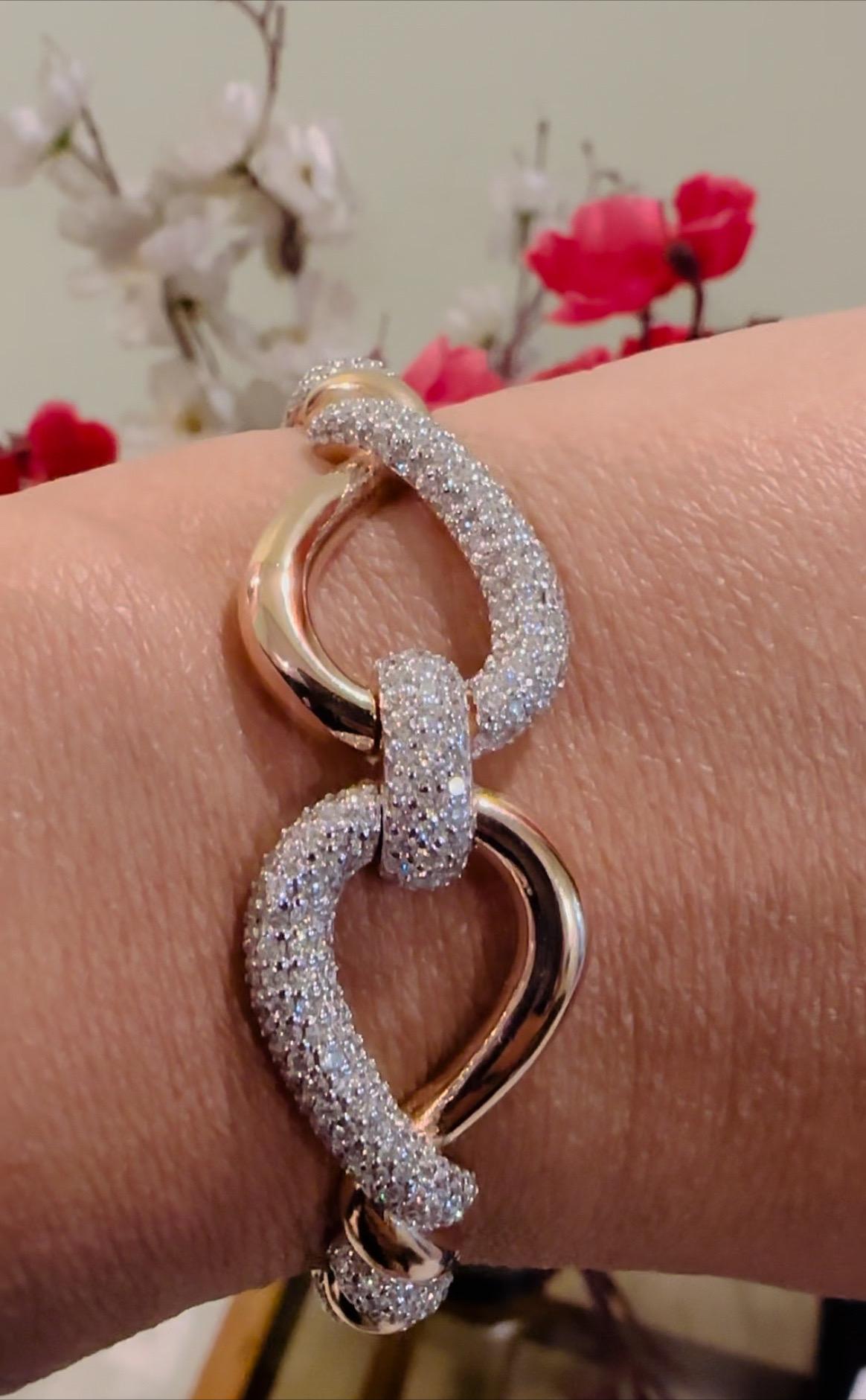 Taglio misto MEGHNA JEWELS Bracciale a fiocco in oro rosa 14 carati con diamante da 2,89 carati in vendita