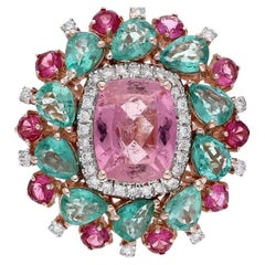 Meghna Jewels, bague en or 18 carats, tourmaline 3,09 carats, émeraude 2,5 carats et diamants