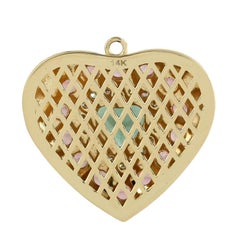 Meghna Jewels 3.09 carats Tourmaline 14K Gold Diamond Heart Pendant Necklace