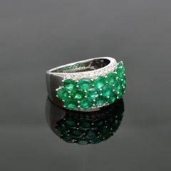 Meghna Jewels 3.93 Carat Oval Emerald and Diamond Ring in 14K Gold
