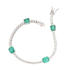 Meghna Jewels 3.96 carats Emerald Diamond 18K White Gold Tennis Bracelet