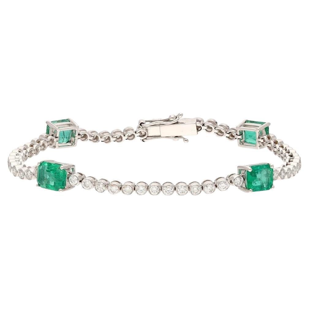 Meghna Jewels 3.96 carats Emerald Diamond 18K White Gold Tennis Bracelet