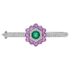 Meghna Jewels 4.07 carats Pink Sapphire emerald diamond 18 Karat Gold Bracelet