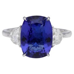 Meghna Jewels 4.51 Octagon Tanzanite Trapezoid diamonds 18K White Gold Ring