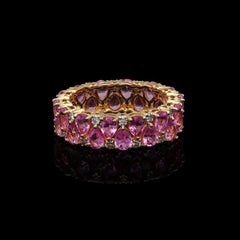 Meghna Jewels 4,79 quilates Zafiro rosa Diamante Anillo de oro de 18 quilates