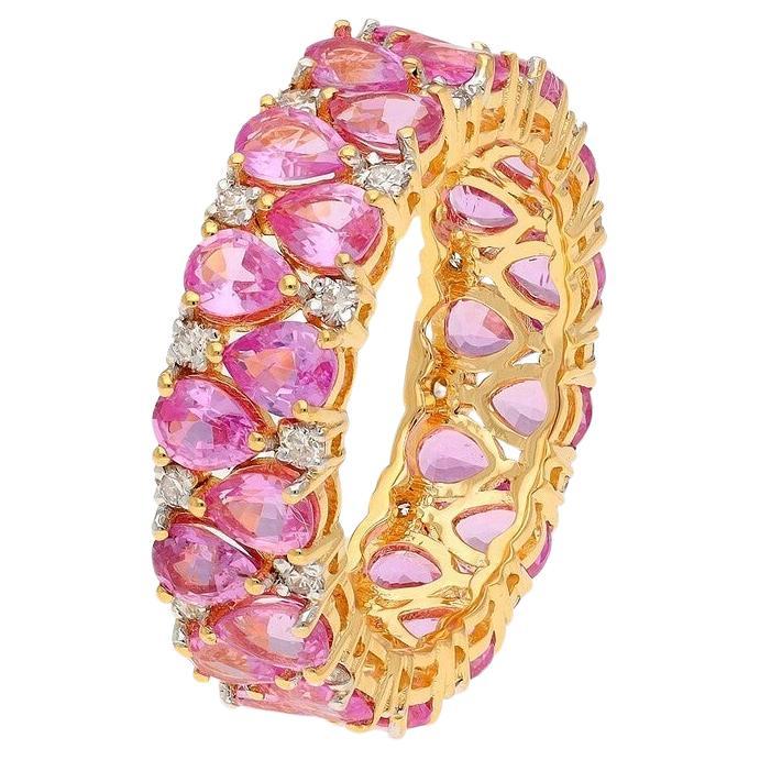 Meghna Jewels 4.79 carats Pink Sapphire Diamond 18 Karat Gold Ring For Sale