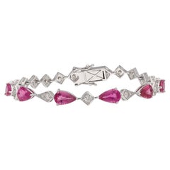 MEGHNA JEWELS Bracciale in oro bianco 18 carati con diamante e tormalina rosa da 4,97 carati
