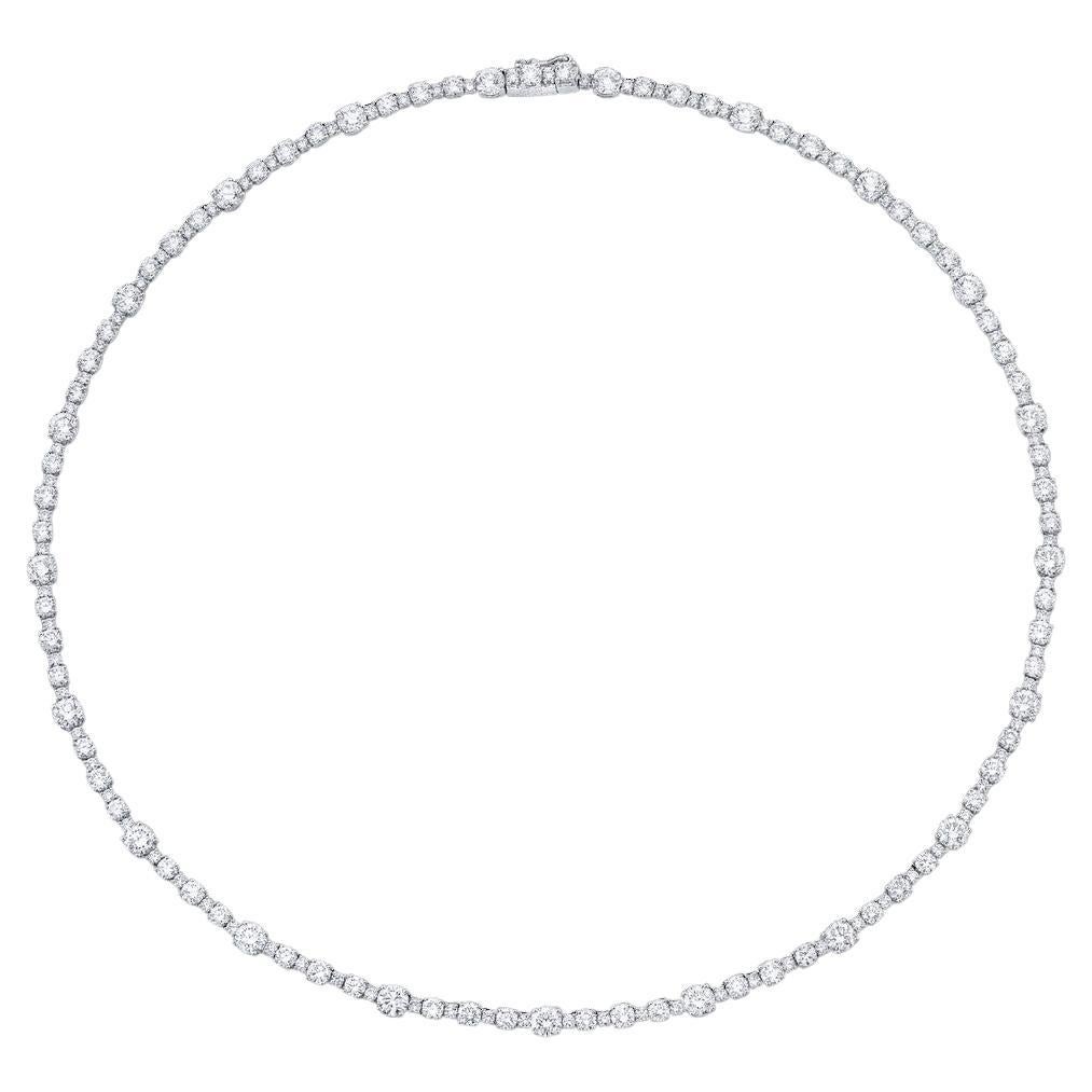 Meghna Jewels 5 Carat Platinum Mix Match Round Diamond Choker Necklace For Sale