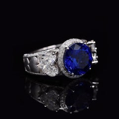 Meghna Jewels 5.29 carat Tanzanite Diamond 18K White Gold Heart Diamond Ring