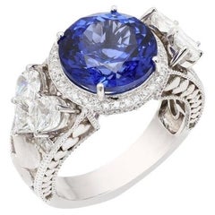 Meghna Jewels 5.29 carat Tanzanite Diamond 18K White Gold Heart Diamond Ring