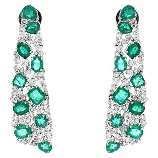 Meghna Jewels 5.89 carats Emerald Diamond 18 Karat Gold Earrings