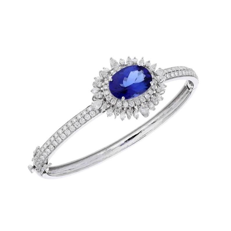 Meghna Jewels 6,5 Karat Tansanit 3,18 Karat Diamant-Armband aus 18 Karat Gold (Art déco) im Angebot