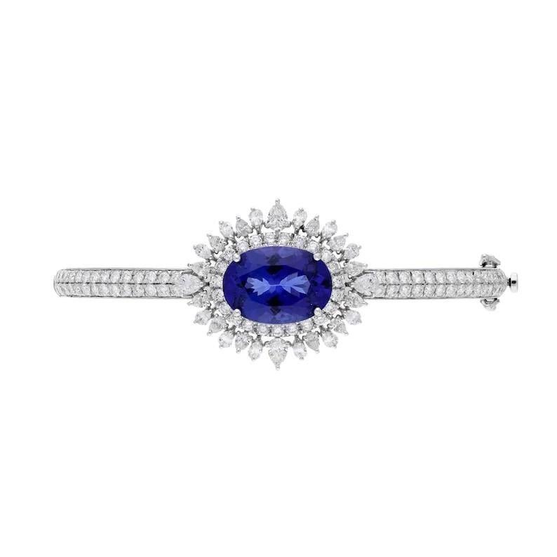 Meghna Jewels 6,5 Karat Tansanit 3,18 Karat Diamant-Armband aus 18 Karat Gold (Ovalschliff) im Angebot
