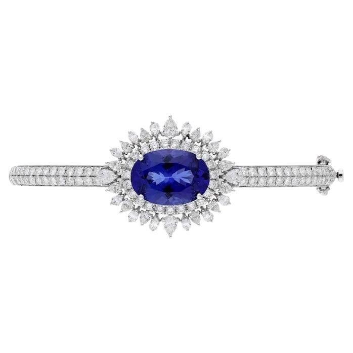 Meghna Jewels 6.5 Carat Tanzanite 3.18 carats diamond 18 Karat Gold Bracelet 