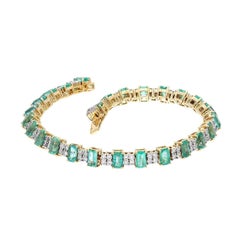 MEGHNA JEWELS Bracciale da tennis con diamanti in oro 18 carati e smeraldo da 7,30 carati