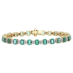 Meghna Jewels 7,30 Karat Smaragd 18 Karat Gold Diamant-Tennisarmband
