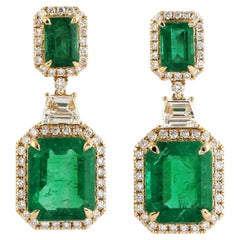 Meghna Jewels 7.57 carat Zambian Emerald 18 Karat Gold Diamond Earrings