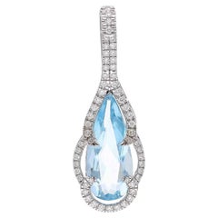 Meghna Jewels Aquamarine 18K Gold Diamond Pendant Necklace