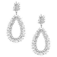 Meghna Jewels Baguette Diamond 14 Karat Gold Drop Earrings