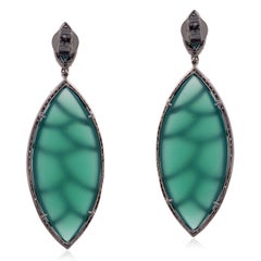 Green Onyx Diamond Marquise Earrings
