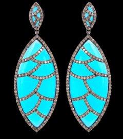 Turquoise Diamond Marquise Bora Bora Earrings