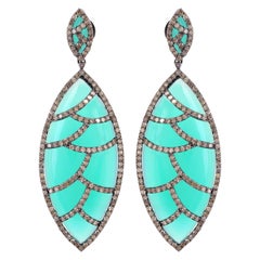 Boucles d'oreilles Bora marquise en turquoise et diamants
