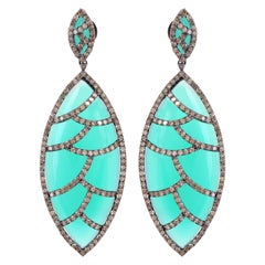 Boucles d'oreilles Bora marquise en turquoise et diamants