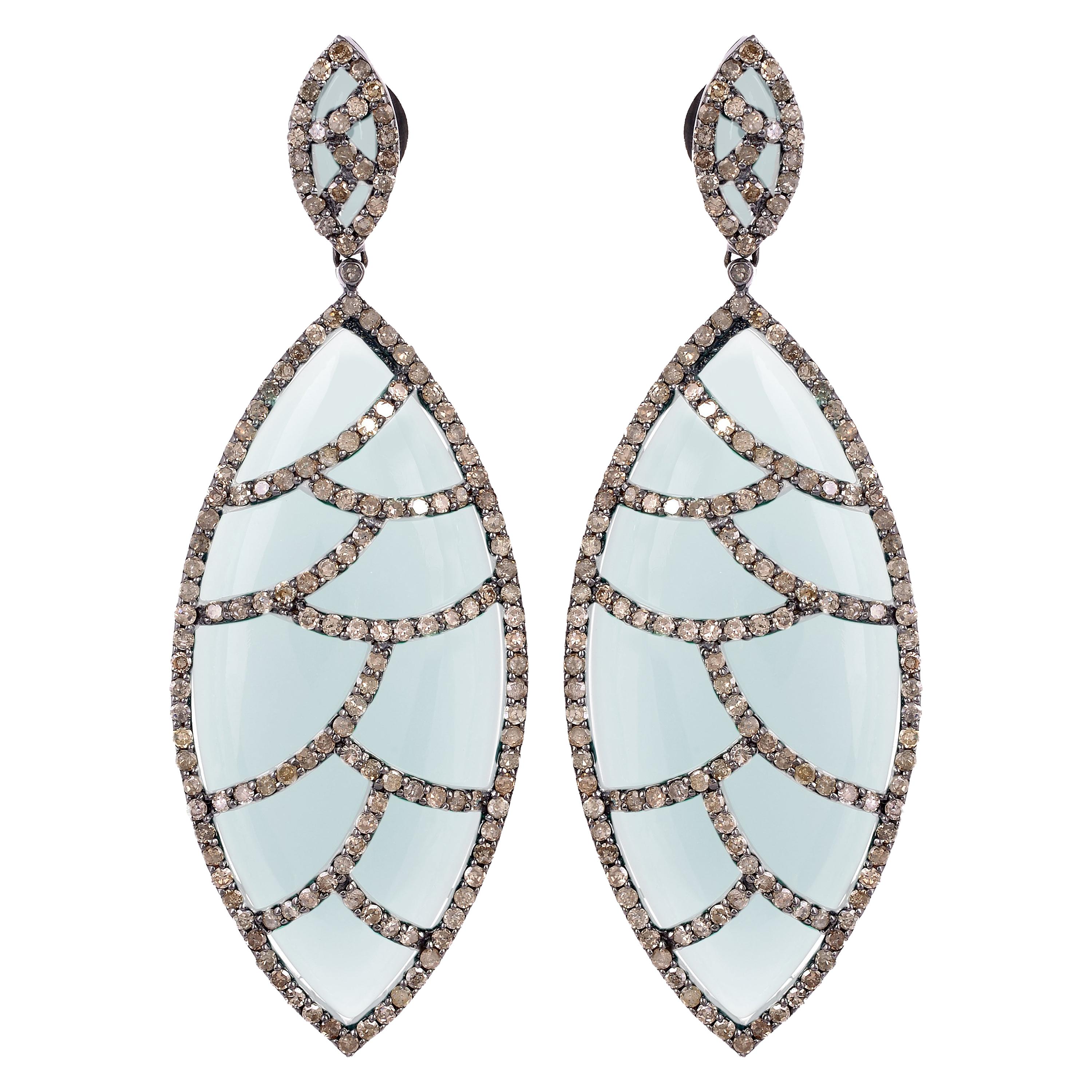 White Onyx Marquise Diamond Earrings