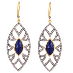 Boucles d'oreilles en lapis et diamants Marquise Meghna Jewels