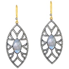 Pierre de lune Diamant  Boucles d'oreilles Marquise Bora Bora de Meghna Jewels 