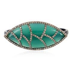 Green Onyx Champagne Diamond Ring