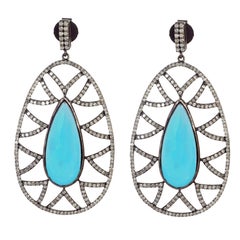 Boucles d'oreilles Bora en turquoise et diamants Meghna Jewels 