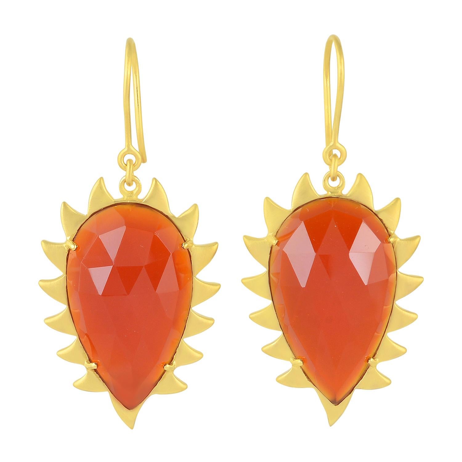 Meghna Jewels Carnelian Claw Drop Earrings