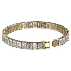 Meghna Jewels Bracelet tennis en or 14 carats certifié 18,50 carats, taille émeraude