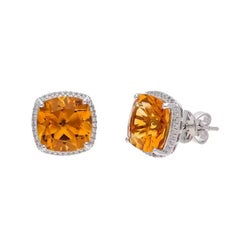 MEGHNA JEWELS Orecchini con diamanti e citrino in oro 14 carati