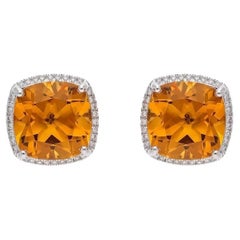Meghna Jewels Citrin 14 Karat Gold Diamant-Ohrstecker