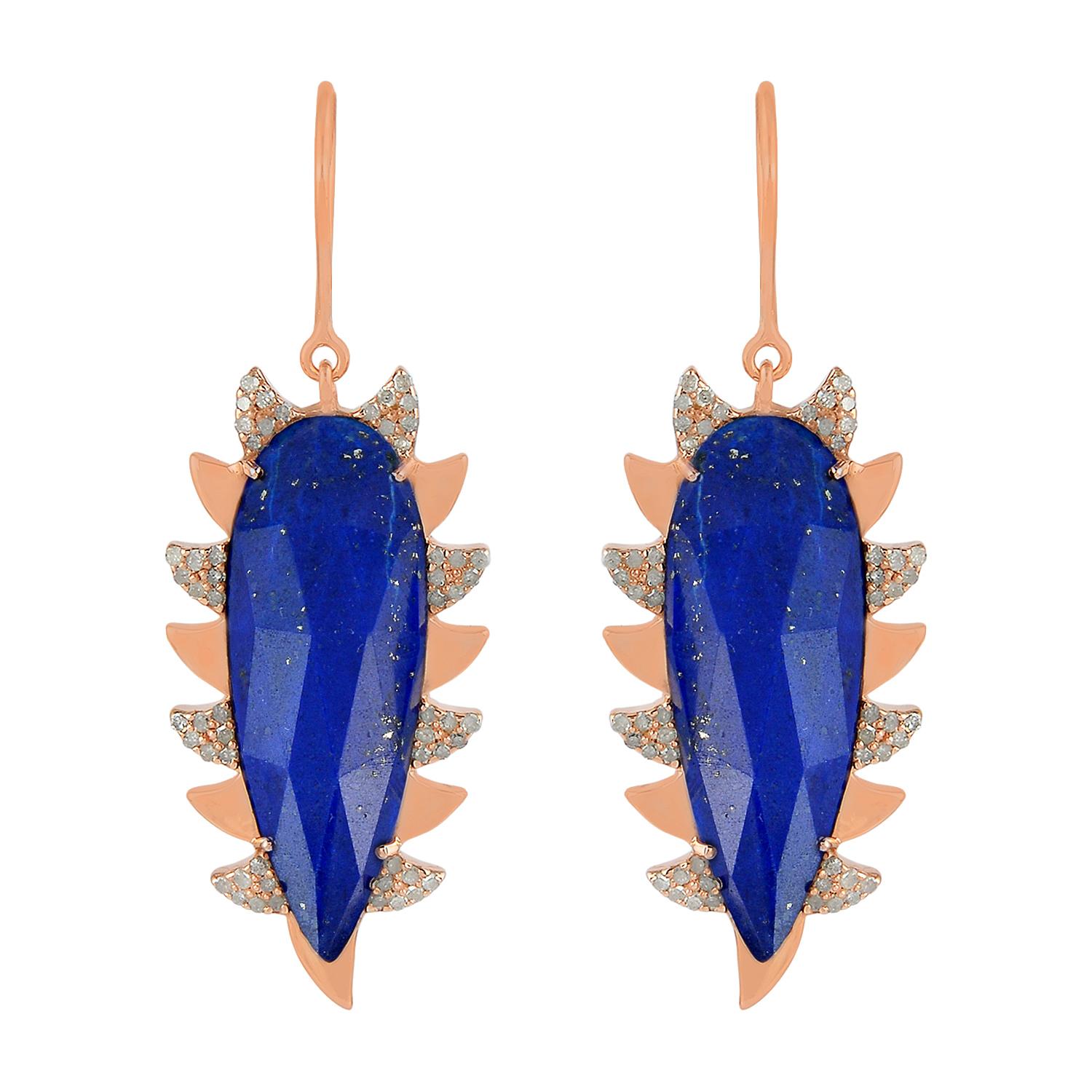 Lapis Diamond Meghna Jewels Claw Earrings For Sale