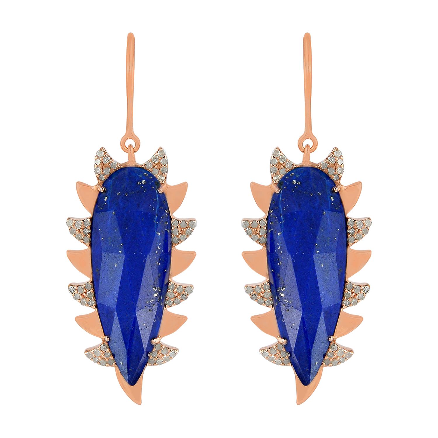 Lapis Diamond Meghna Jewels Claw Earrings